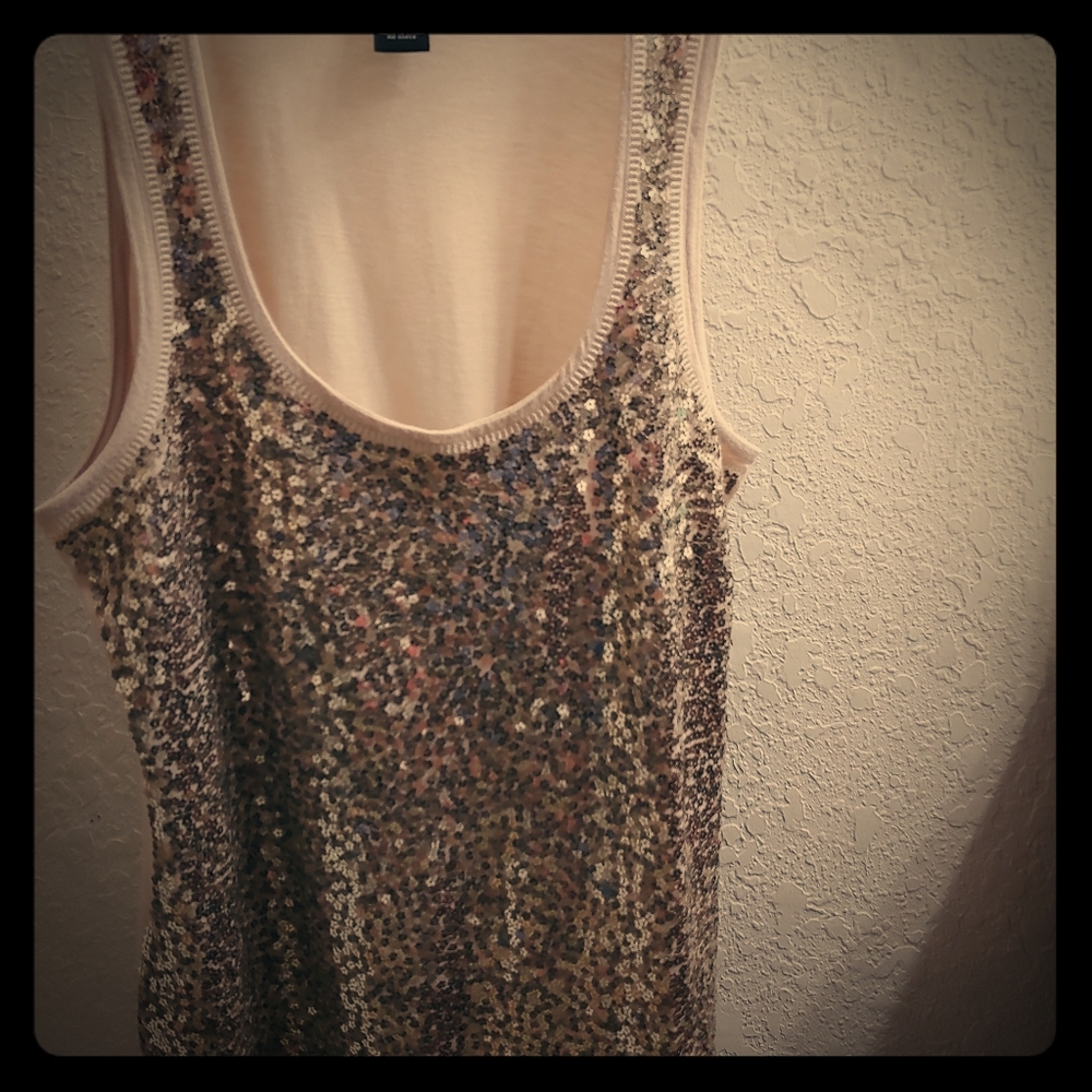 Top blouse cream with gold n sequins very pretty .